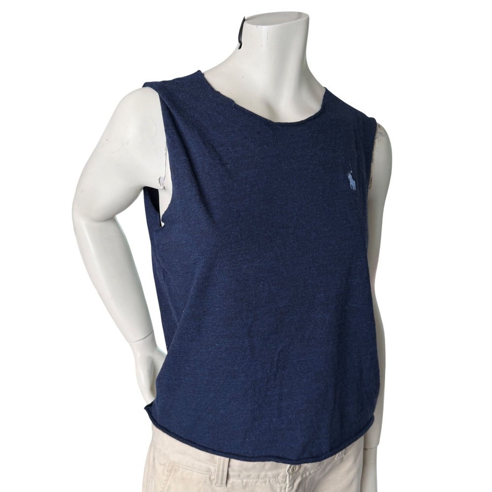 Polo Ralph Lauren Muscle Tank Raw Edge Navy Blue Indie Sleaze Sz S